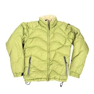 Mountain Hardwear Womens XS Lime Green Quilted Down Puffer Jacket Sherpa Lined